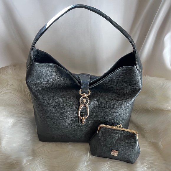 Dooney & Bourke Handbags - NEW Dooney and Bourke Leather Logo Lock Shoulder Bag+ Large Frame Purse.